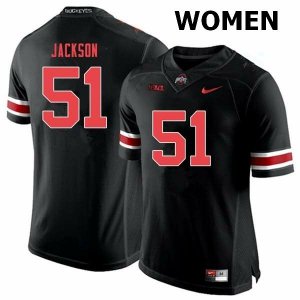 NCAA Ohio State Buckeyes Women's #51 Antwuan Jackson Black Out Nike Football College Jersey MJZ1445UG